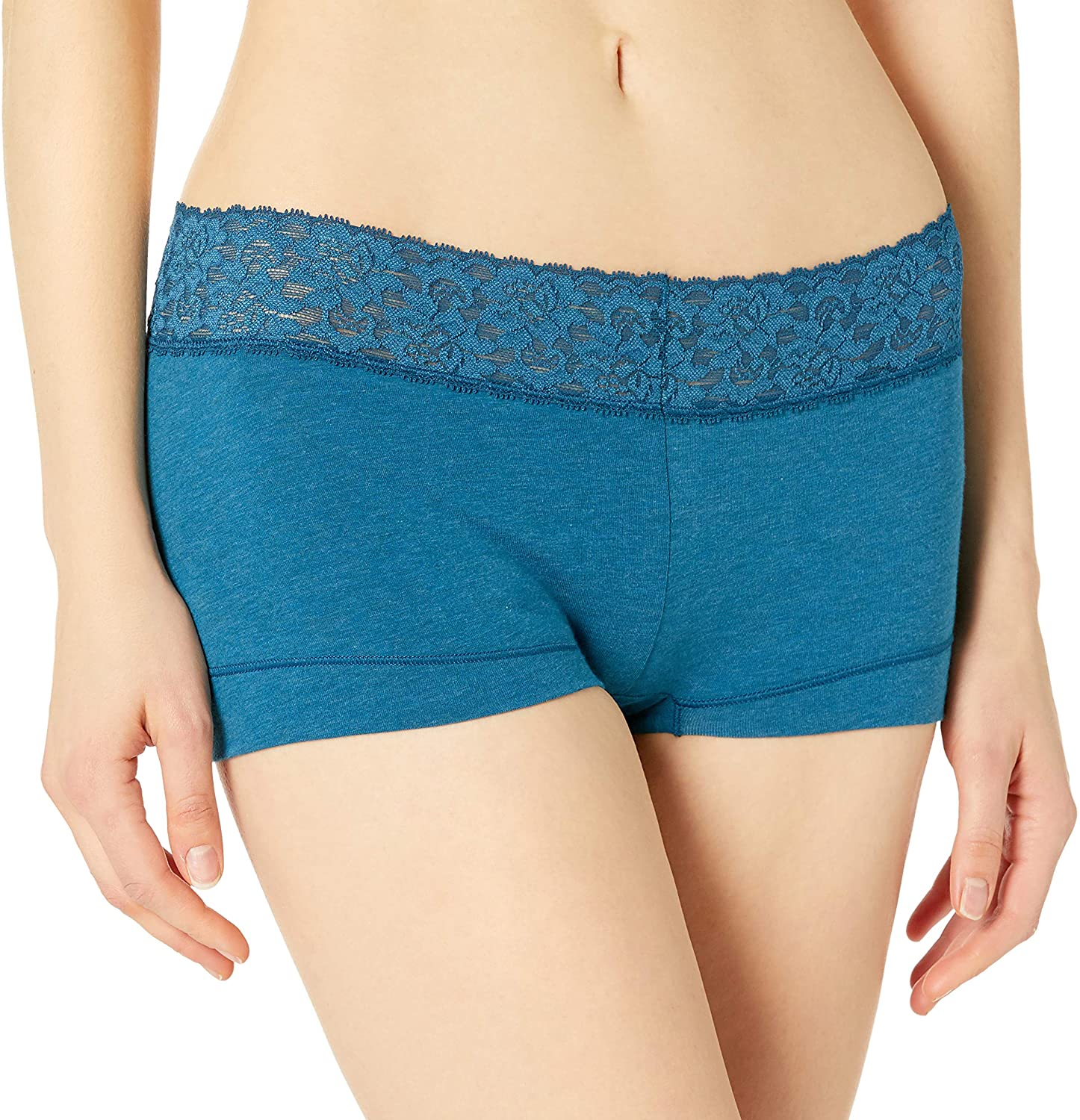 Maidenform Women'S Dream Cotton with Lace Boyshort Apparel & Accessories > Clothing > Underwear & Socks > Underwear Maidenform Oceanic Blue Heather 6