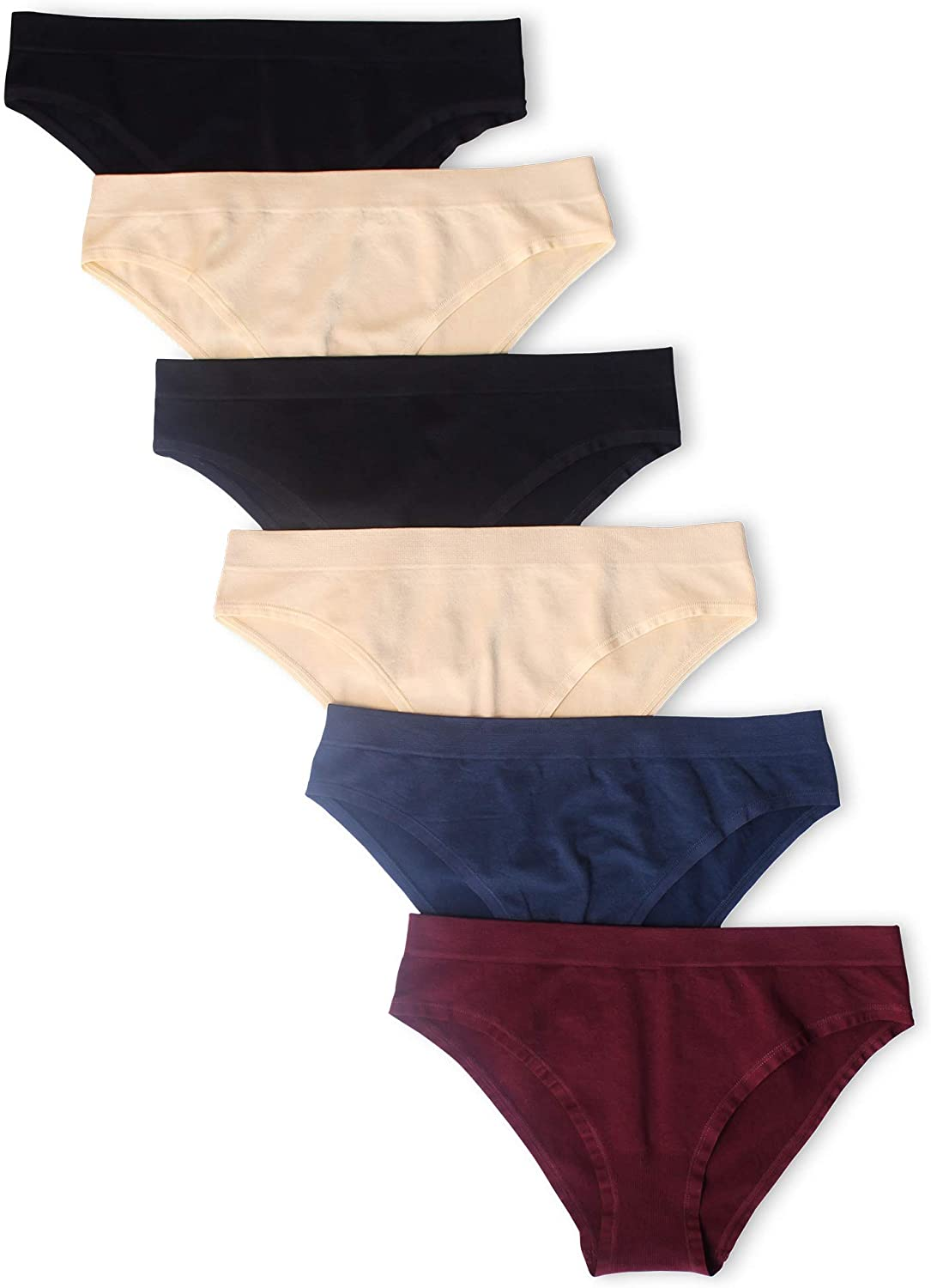 Kalon 6-Pack Women'S Cheekini Bikini Soft Stretch Panties Apparel & Accessories > Clothing > Underwear & Socks > Underwear Kalon Dark Basics X-Small