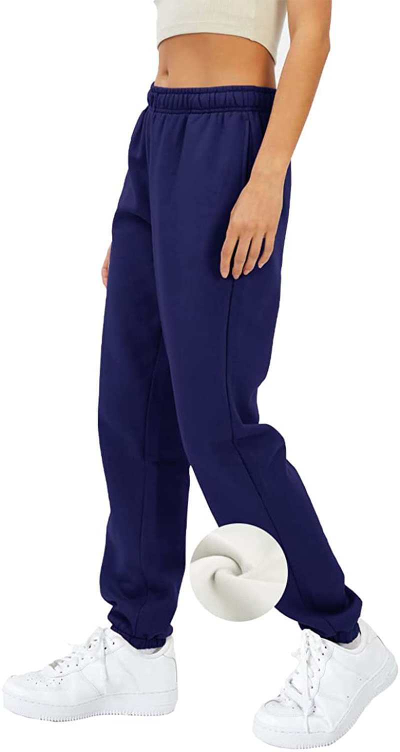 AUTOMET Women’S Winter Baggy Fleece Sweatpants High Waisted Joggers Pants Athletic Lounge Leggings with Pockets Apparel & Accessories > Clothing > Activewear Kylie Max