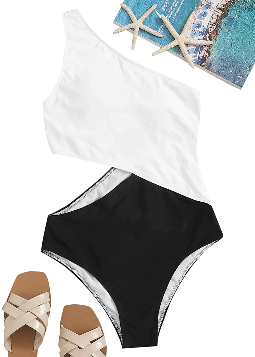 Sweatyrocks Women'S Bathing Suits One Shoulder Cutout One Piece Swimsuit Swimwear Monokini Apparel & Accessories > Clothing > Swimwear Kylie Max