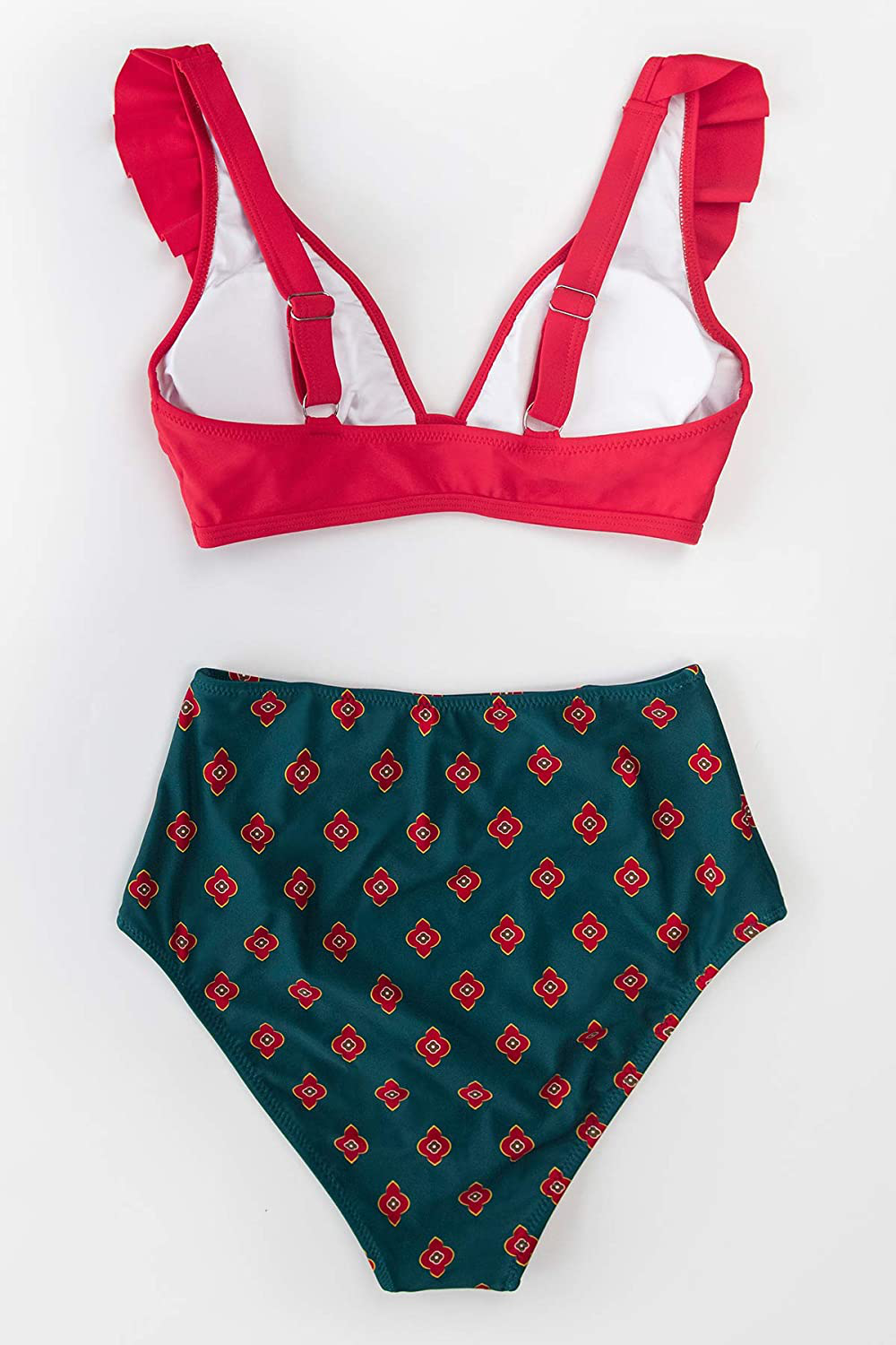 CUPSHE Women's High Waist Bikini Swimsuit Ruffle Floral Print Two Piece Bathing Suit Apparel & Accessories > Clothing > Swimwear KYLIE MAX