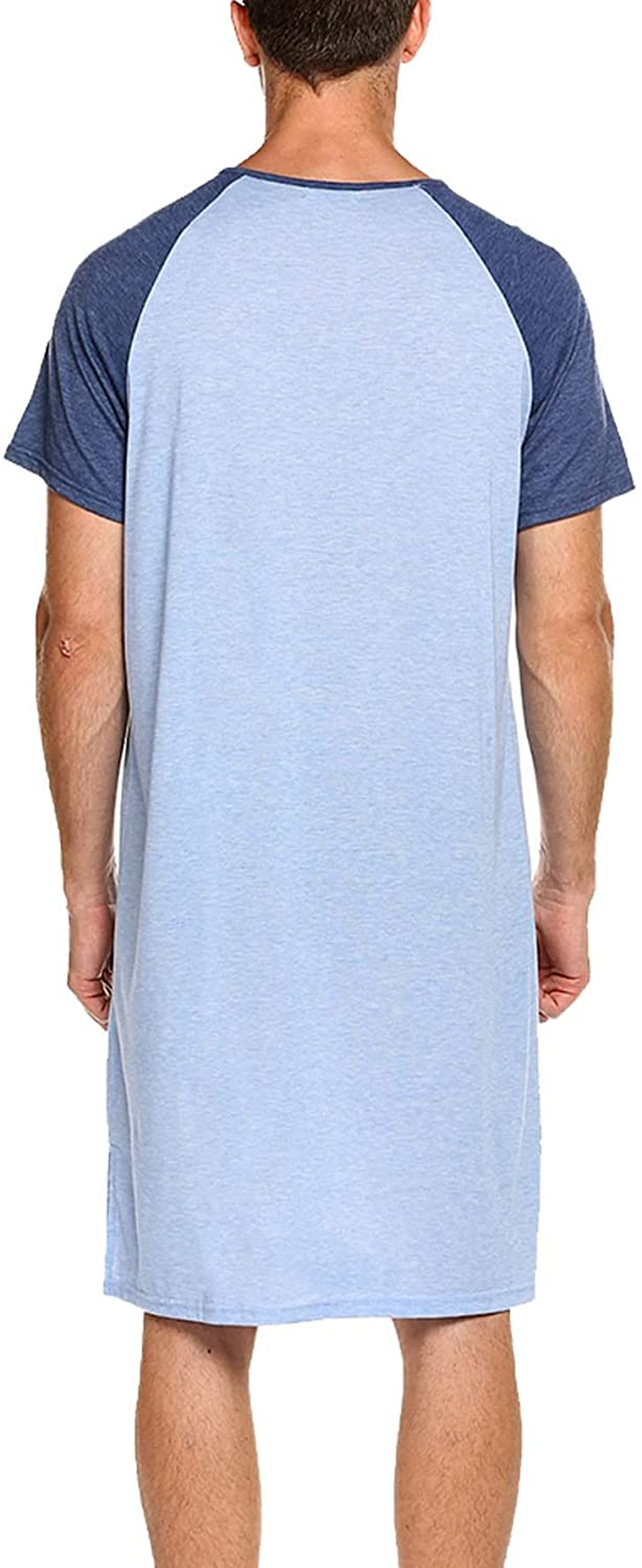 Evanhome Cotton Sleep Shirt Men V-Neck Nightshirts Short Sleeve Henley Shirt Lounge Sleepwear M-XXXL Apparel & Accessories > Clothing > Sleepwear & Loungewear > Nightgowns Kylie Max