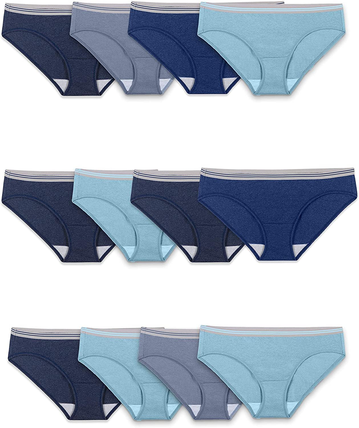 Fruit of the Loom Women'S Tag Free Cotton Hipster Panties (Regular & plus Size) Apparel & Accessories > Clothing > Underwear & Socks > Underwear Fruit Of The Loom Low Rise Hipster - 12 Pack - Assorted Heathers Low Rise Hipster 9
