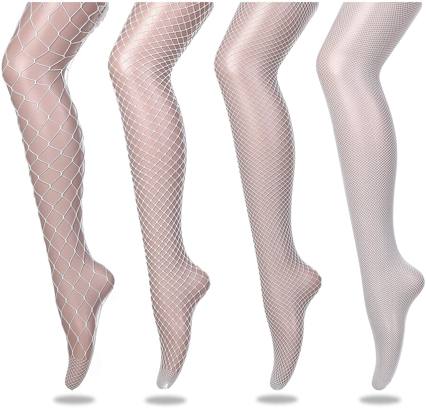 FLORA GUARD High Waist Tights Fishnet Stockings, High Waist Sexy Fishnets Pantyhose - 4 Pairs Apparel & Accessories > Clothing > Underwear & Socks > Shapewear FLORA GUARD White