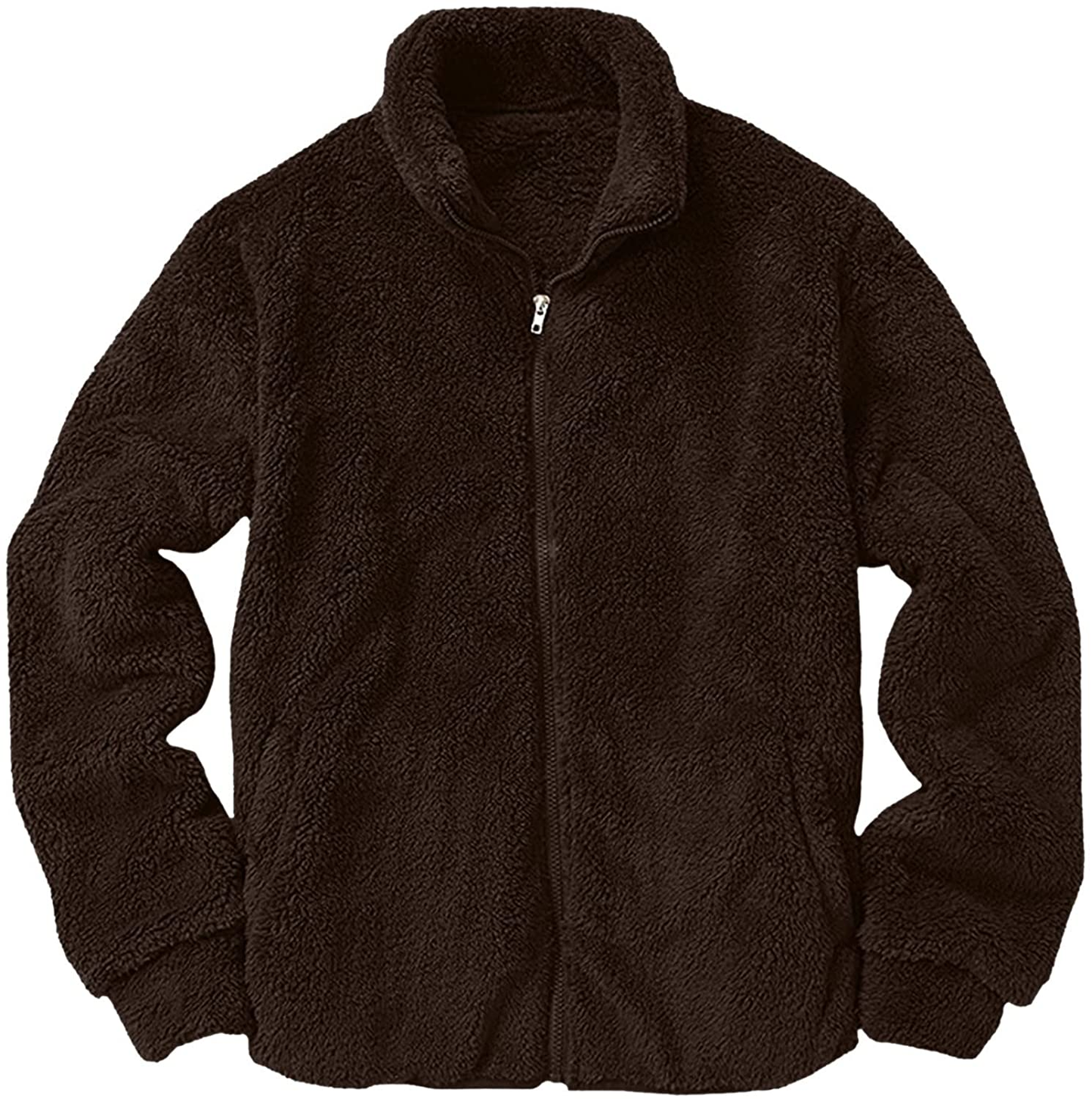 Merthy Mens Fuzzy Sherpa Fleece Jacket Casual Long Sleeve Stand Collar Furry Faux Woolen Cardigan Coat Zipper Teddy Coats Apparel & Accessories > Clothing > Underwear & Socks > Shapewear Merthy