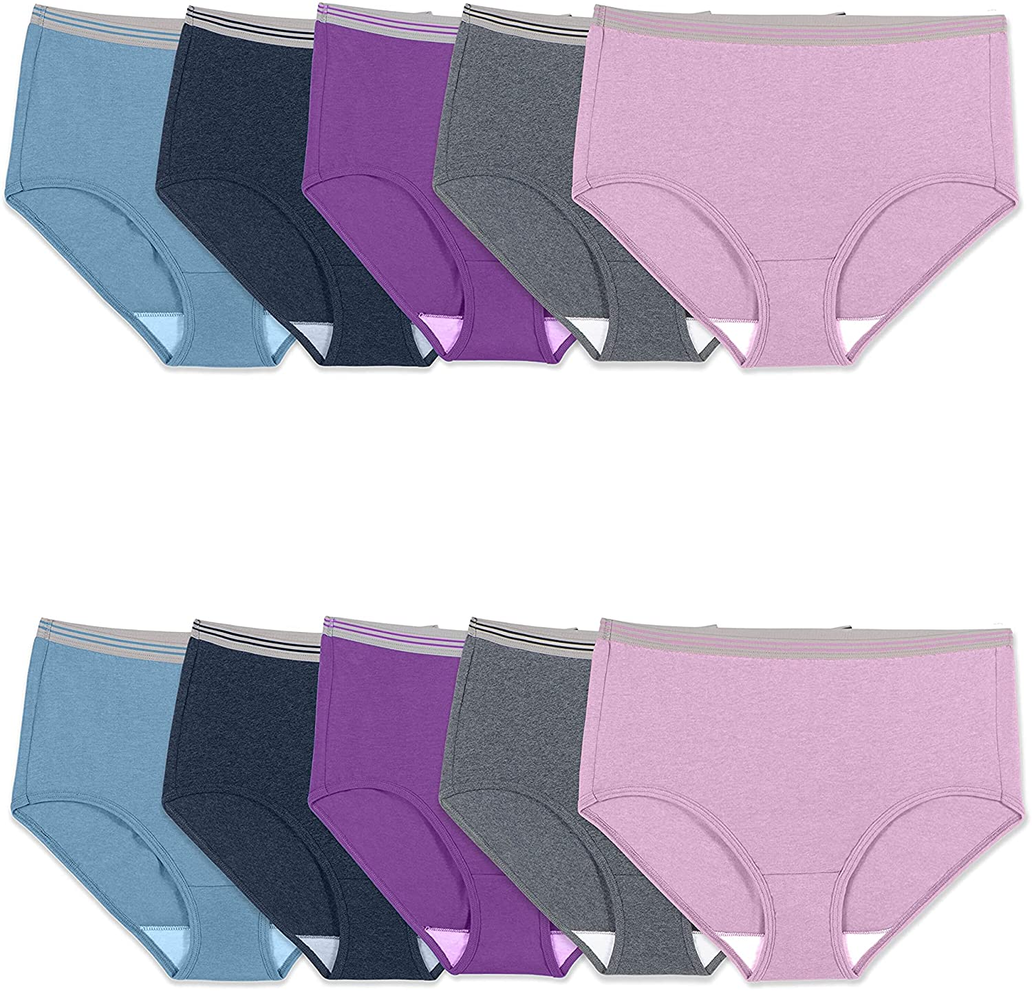 Fruit of the Loom Women'S Eversoft Cotton Brief Underwear (Regular & plus Size) Apparel & Accessories > Clothing > Underwear & Socks > Underwear Fruit of the Loom Plus Size Brief - 10 Pack - Assorted Heathers Plus Size 10