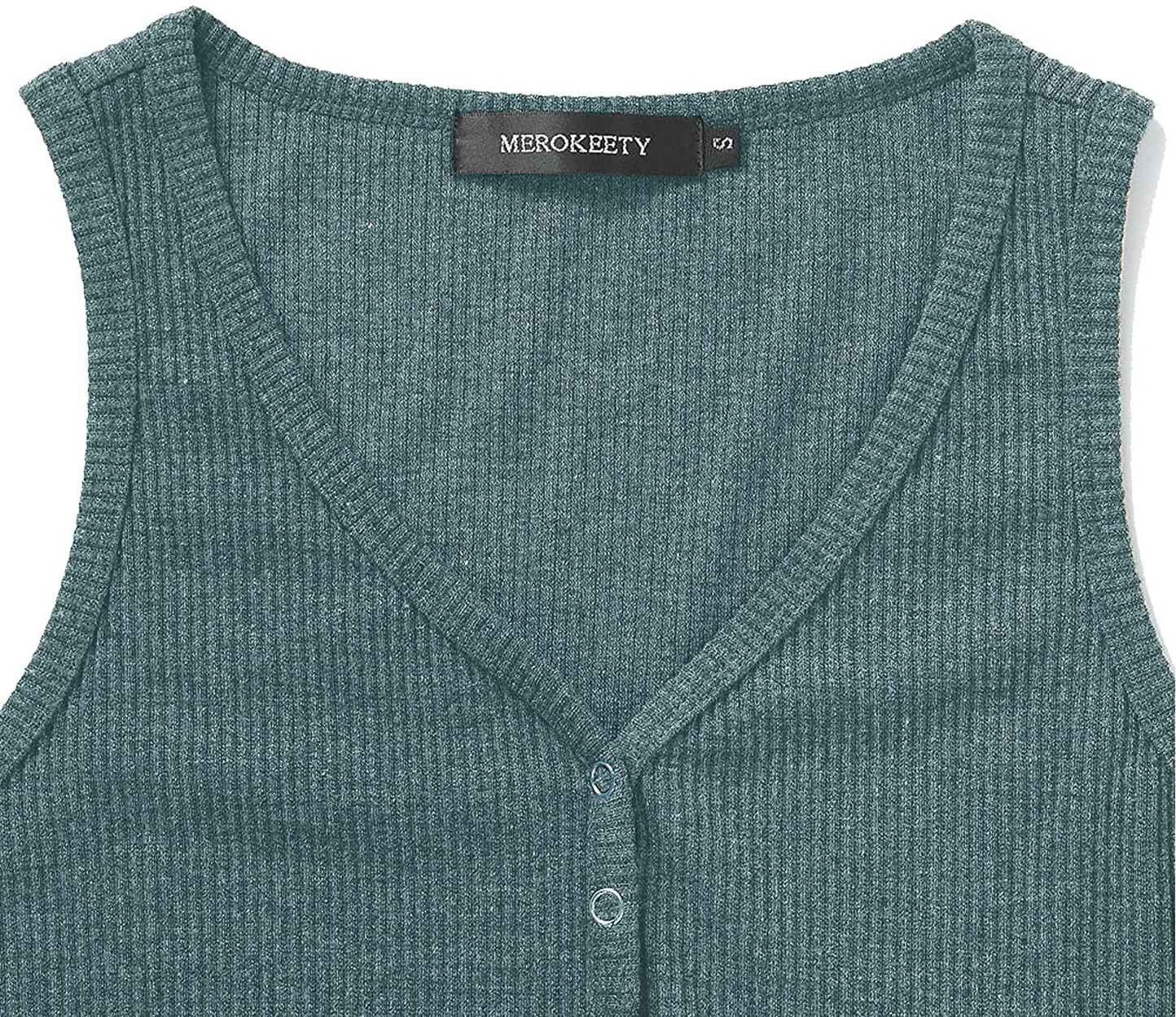 MEROKEETY Womens V Neck Tank Tops Summer Sleeveless Ribbed Button Casual Henley Shirts Apparel & Accessories > Clothing > Activewear Kylie Max