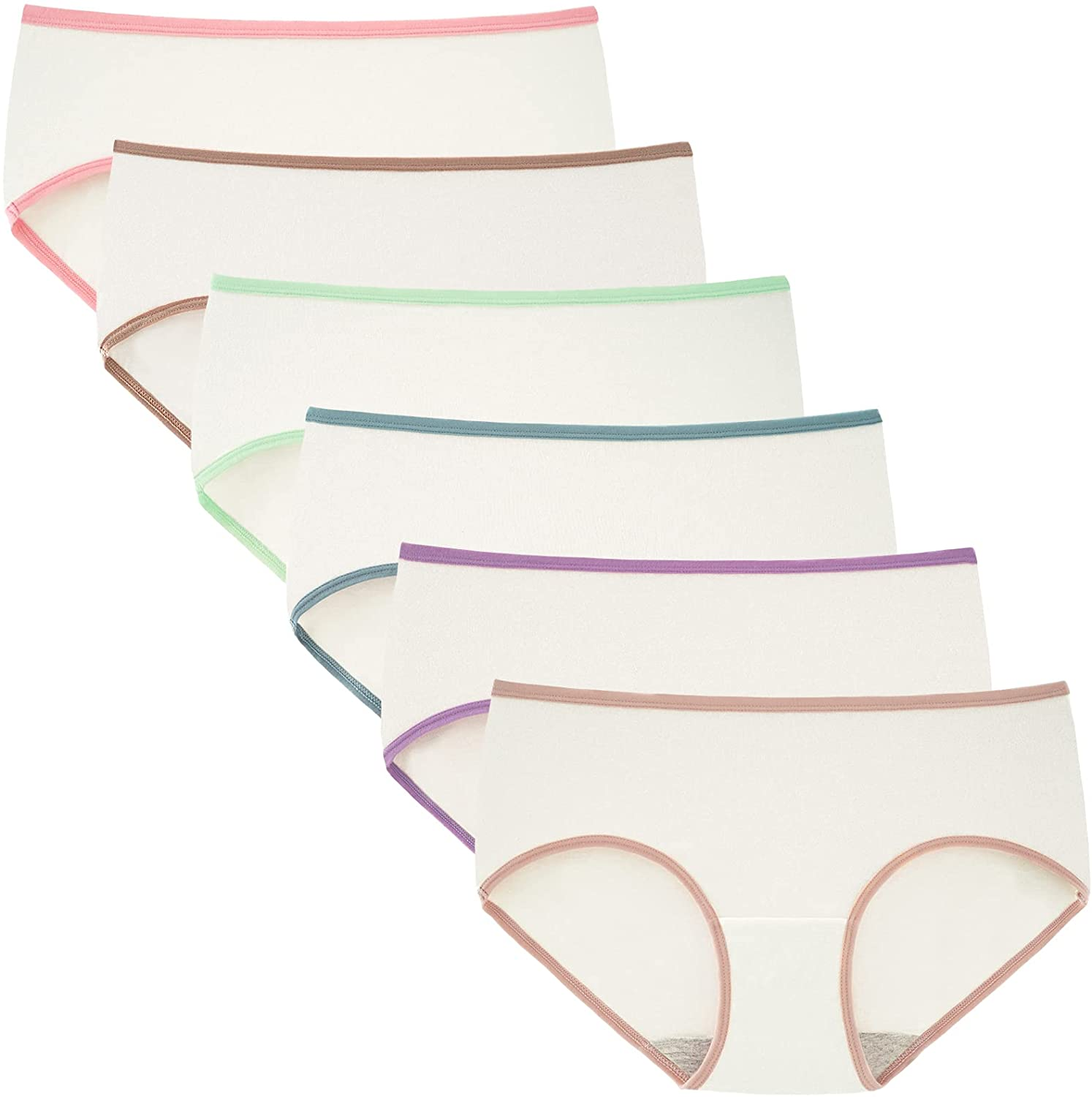 INNERSY Womens Underwear Cotton Hipster Panties Regular & plus Size 6-Pack Apparel & Accessories > Clothing > Underwear & Socks > Underwear INNERSY Colorful White Small