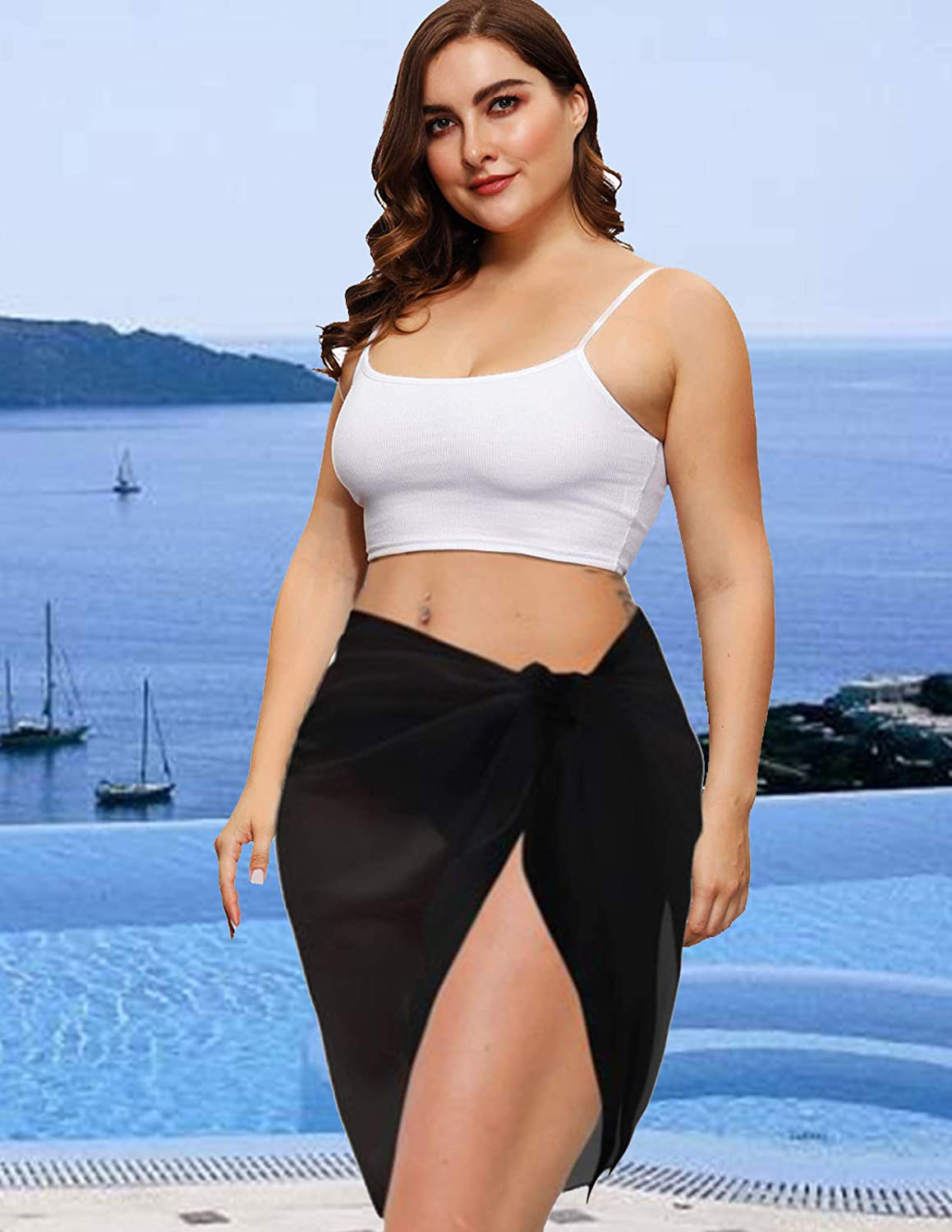 Hanna Nikole plus Size Sarong Swimsuit Cover Ups Bikini Beach Cover-Ups Wrap Skirt Apparel & Accessories > Clothing > Swimwear Kylie Max