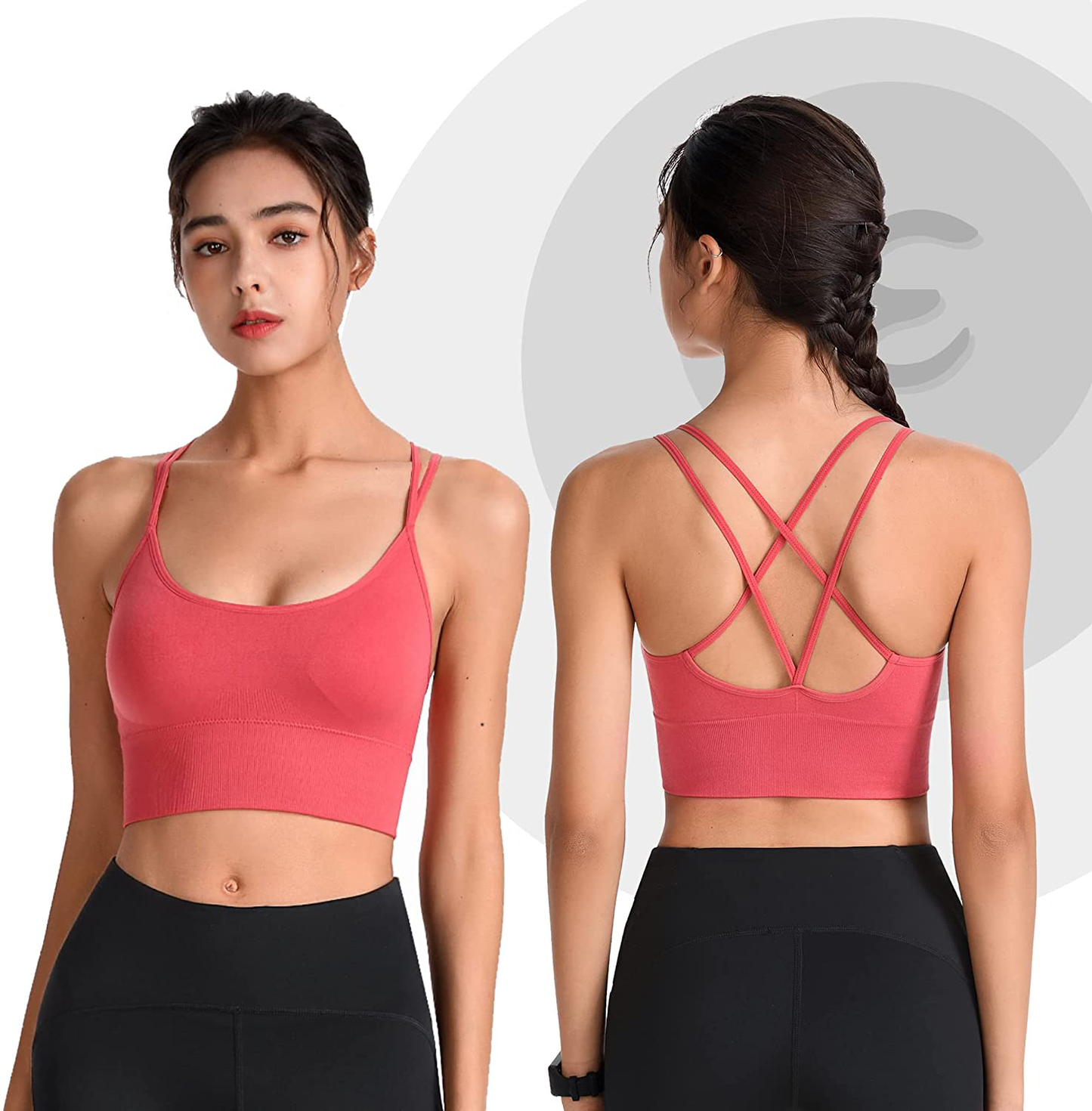 Evercute Cross Back Sport Bras Padded Strappy Criss Cross Cropped Bras for Yoga Workout Fitness Low Impact Apparel & Accessories > Clothing > Underwear & Socks > Bras Kylie Max