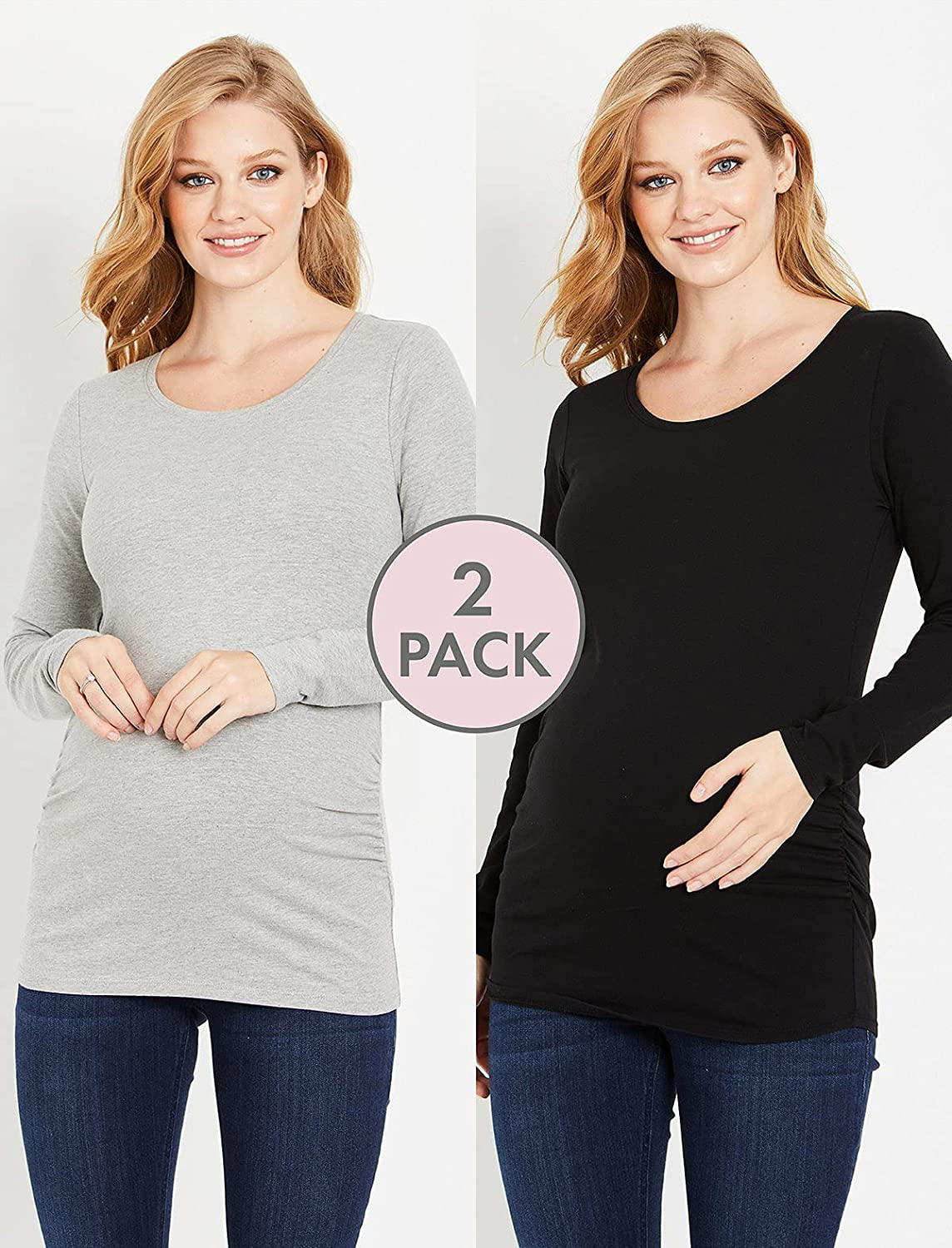 Motherhood Maternity Women'S Bumpstart 2 Pack Long Sleeve Tee Shirts Apparel & Accessories > Clothing > Activewear Kylie Max