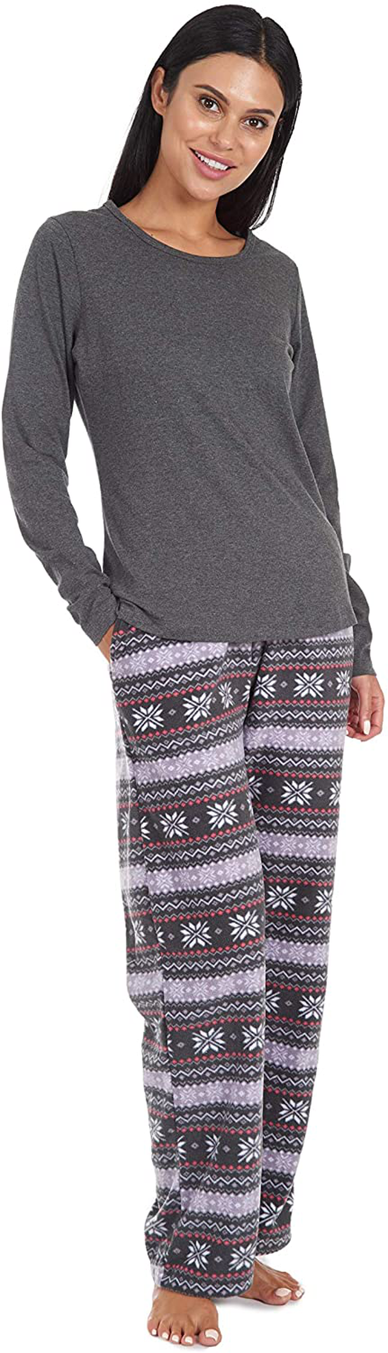Cherokee Women's Soft Pajama Shirt and Pants Set Apparel & Accessories > Clothing > Sleepwear & Loungewear > Pajamas Cherokee Grey Fairisle Medium