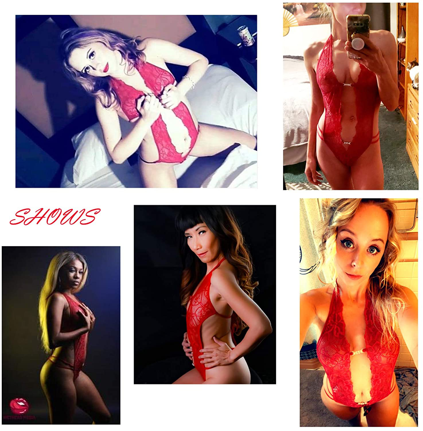 Avidlove Women One Piece Lingerie Sexy Lace Bodysuit Deep V Teddy Babydoll XS-XXXL Apparel & Accessories > Clothing > Underwear & Socks > Lingerie Avidlove