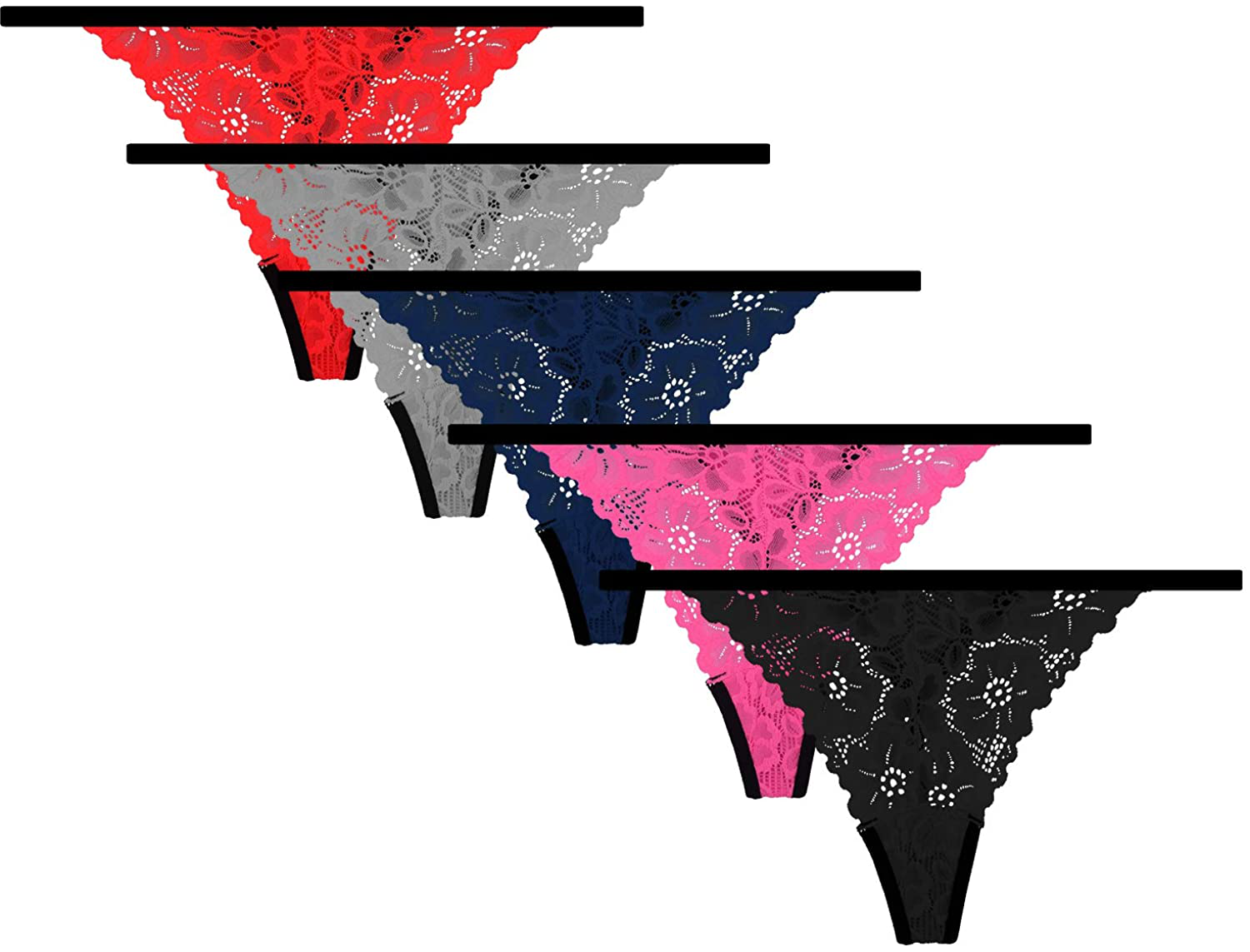 Women's Lace Thongs, T Back Low Waist See Through Panties Sexy Seamless V-Shape Design Lace Thongs for Women Apparel & Accessories > Clothing > Underwear & Socks > Underwear Delcroix