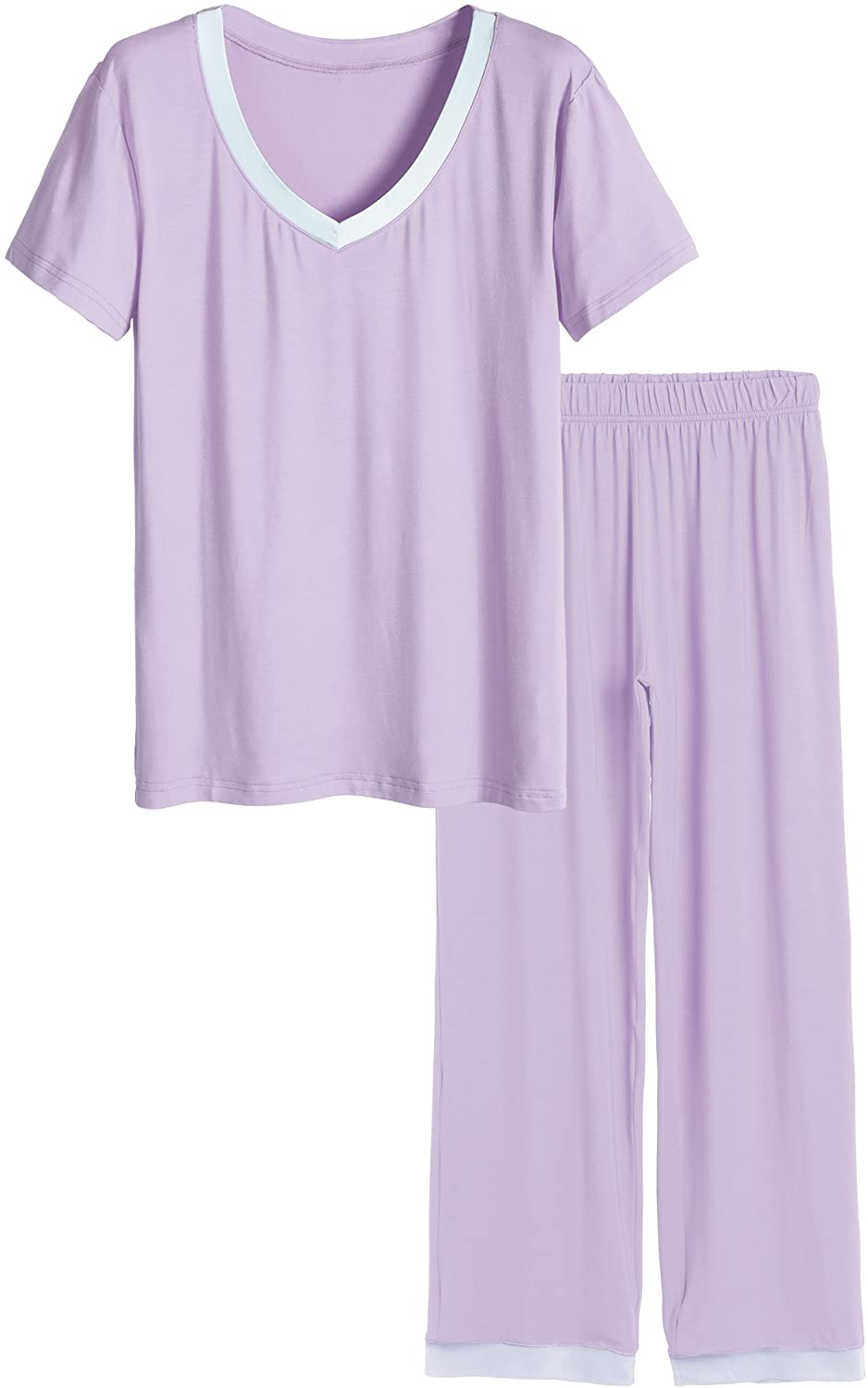 Latuza Women's V-neck Sleepwear Short Sleeves Top with Pants Pajama Set Apparel & Accessories > Clothing > Sleepwear & Loungewear > Pajamas Latuza Purple 3X-Large Plus