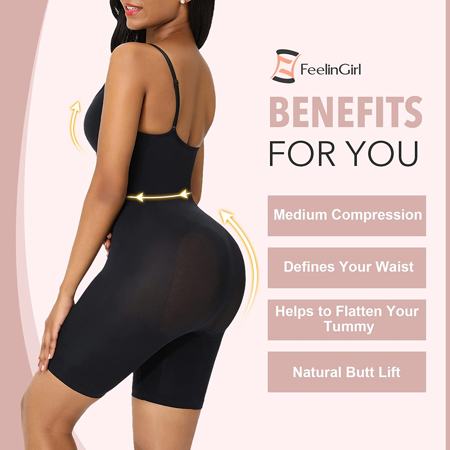 Feelingirl Butt Lifter Bodysuit Body Shaper Tummy Control Shapewear Thigh Slimmer Apparel & Accessories > Clothing > Underwear & Socks > Shapewear FeelinGirl