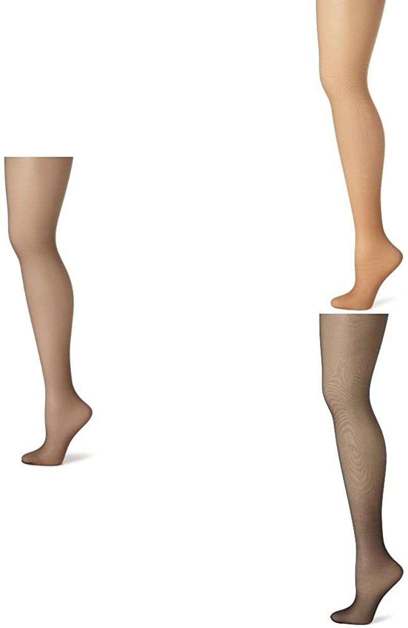 Hanes Women'S Control Top Sheer Toe Silk Reflections Panty Hose Apparel & Accessories > Clothing > Underwear & Socks > Shapewear Hanes Barely Black/Barely There/Jet 3 E-F