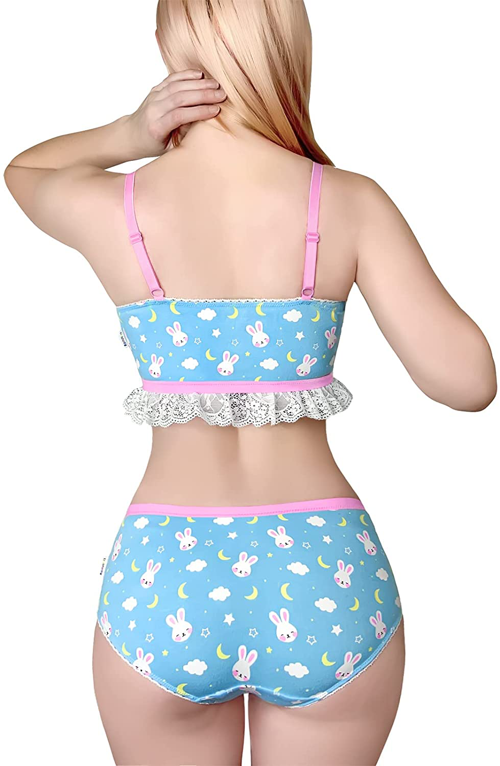 Littleforbig Lacy Trim Women Nightwear Strap Sleepwear Cami Top Shorts Lingerie Bralette Loungewear Set - Snuggle Bunny Apparel & Accessories > Clothing > Sleepwear & Loungewear Kylie Max