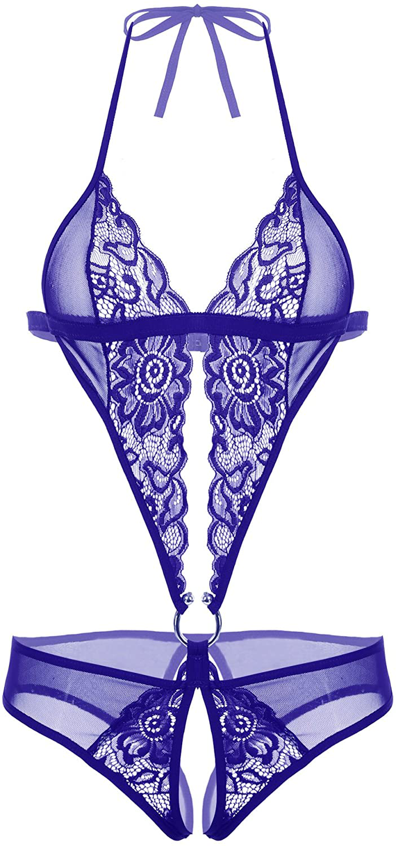 Avidlove Women Deep V Lingerie Lace Teddy One Piece Babydoll Mini Bodysuit Apparel & Accessories > Clothing > Underwear & Socks > Lingerie Avidlove Royal Blue Small