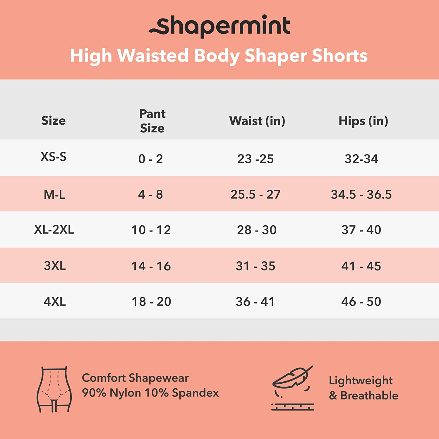 Shapermint High Waisted Body Shaper Shorts Shapewear for Women Tummy Control Thigh Slimming Technology Apparel & Accessories > Clothing > Underwear & Socks > Shapewear Shapermint