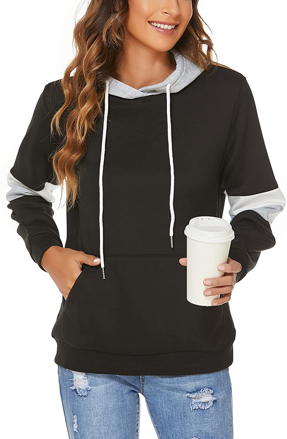 FINWANLO Hoodies for Women Casual Long Sleeve Tops Fleece Pullover Hooded Sweatshirts Jacket with Pockets Apparel & Accessories > Clothing > Activewear Kylie Max