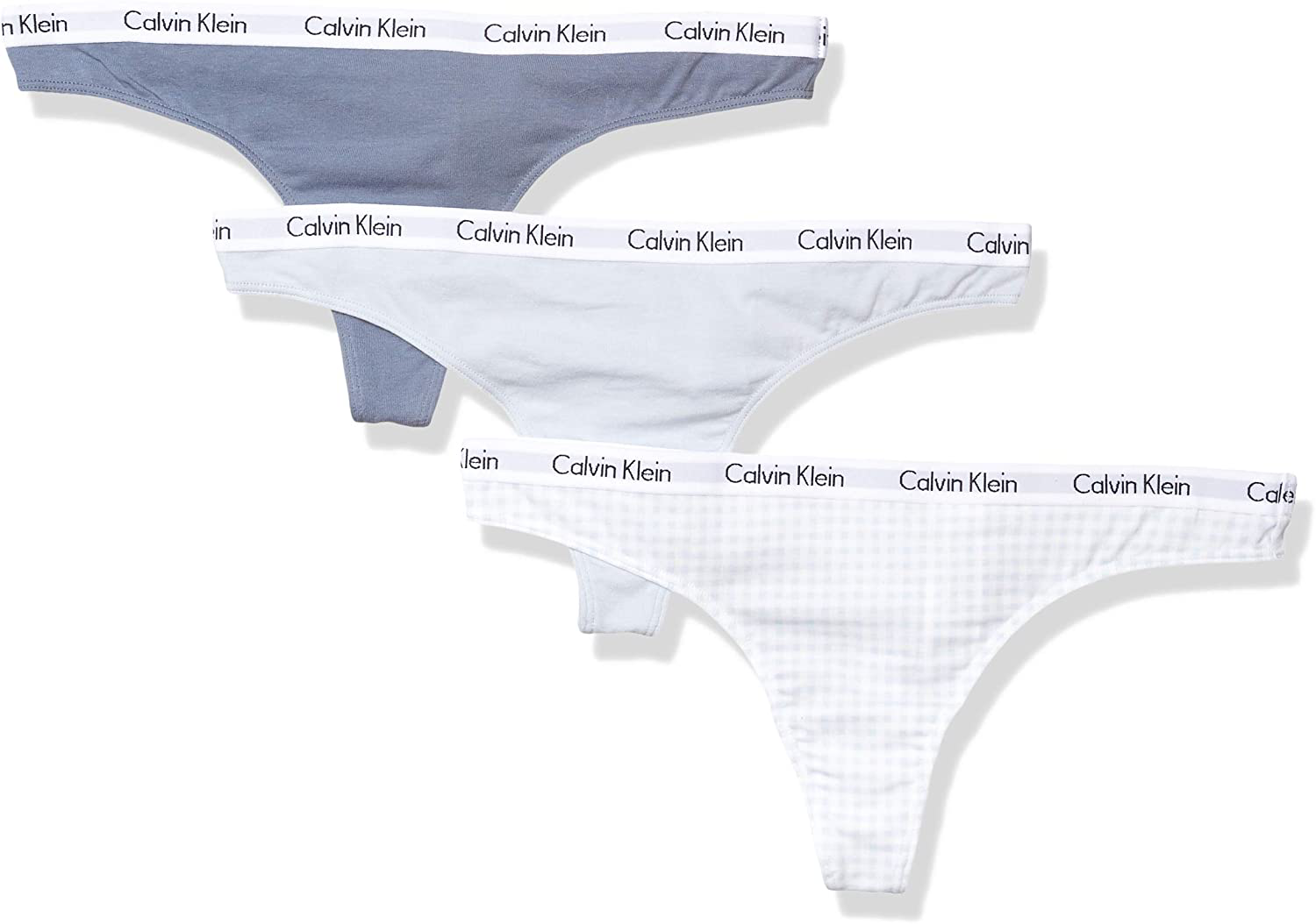 Calvin Klein Women's Signature Logo Cotton Thong Apparel & Accessories > Clothing > Underwear & Socks > Underwear Calvin Klein Spring Blue/Scorched Denim/Gingham 3 Large