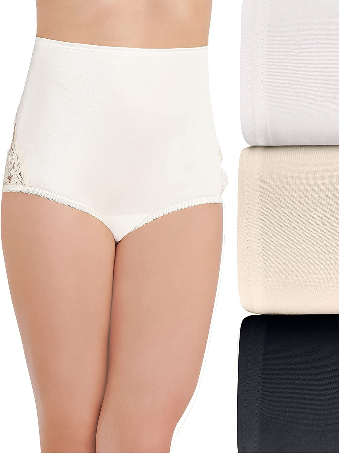 Vanity Fair Women'S Perfectly Yours Traditional Brief Panties Apparel & Accessories > Clothing > Underwear & Socks > Underwear Vanity Fair Lace Nouveau - 3 Pack - Black/White/Candleglow Lace Nouveau 7