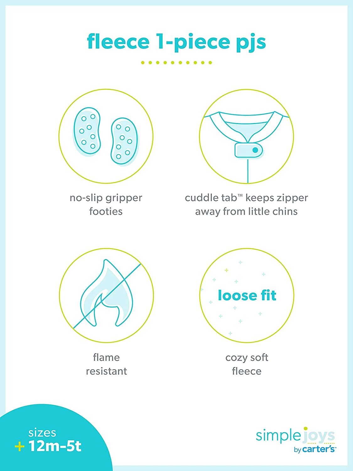 Simple Joys by Carter'S Toddler and Baby Boys' Loose Fit Fleece Footed Pajamas, Pack of 3 Apparel & Accessories > Clothing > Sleepwear & Loungewear > Pajamas Kylie Max