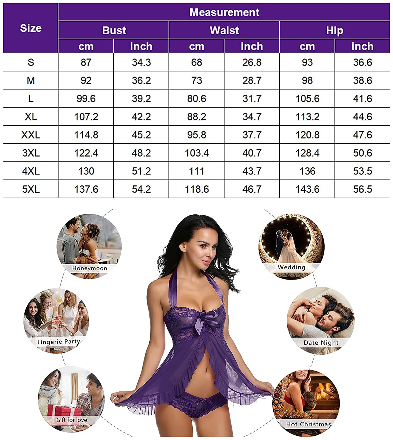 Avidlove Lingerie for Women Lace Babydoll Dress Bridal Langerie Maternity Negligee plus Size Lingerie S-5XL Apparel & Accessories > Clothing > Underwear & Socks > Lingerie Kylie Max