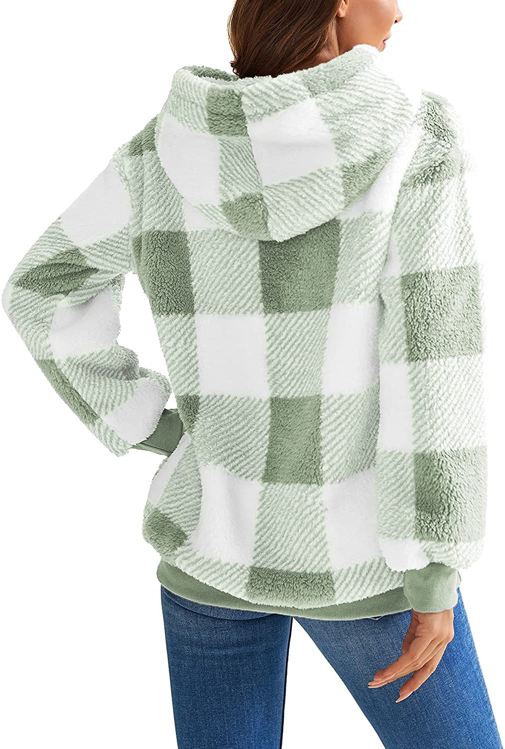 Nirovien Womens Sherpa Pullover Tie Dye Fuzzy Hoodie Double Fleece Sweatshirts Fluffy Oversized Plaid Outerwear Apparel & Accessories > Clothing > Activewear Kylie Max