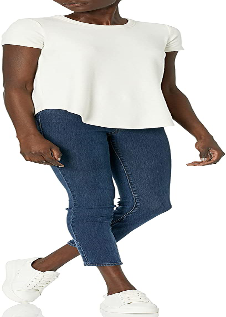 Daily Ritual Women'S Cozy Knit Relaxed-Fit Short-Sleeve Shirt with Shirttail Hem Apparel & Accessories > Clothing > Activewear Kylie Max