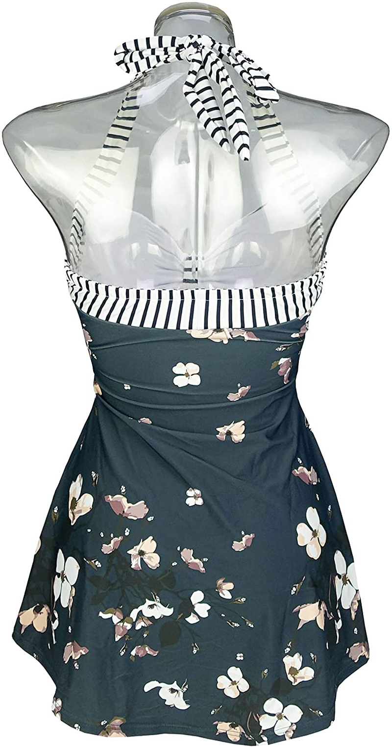 COCOSHIP Vintage Sailor Pin up Swimsuit Retro One Piece Skirtini Cover up Swimdress(Fba) Apparel & Accessories > Clothing > Swimwear Kylie Max