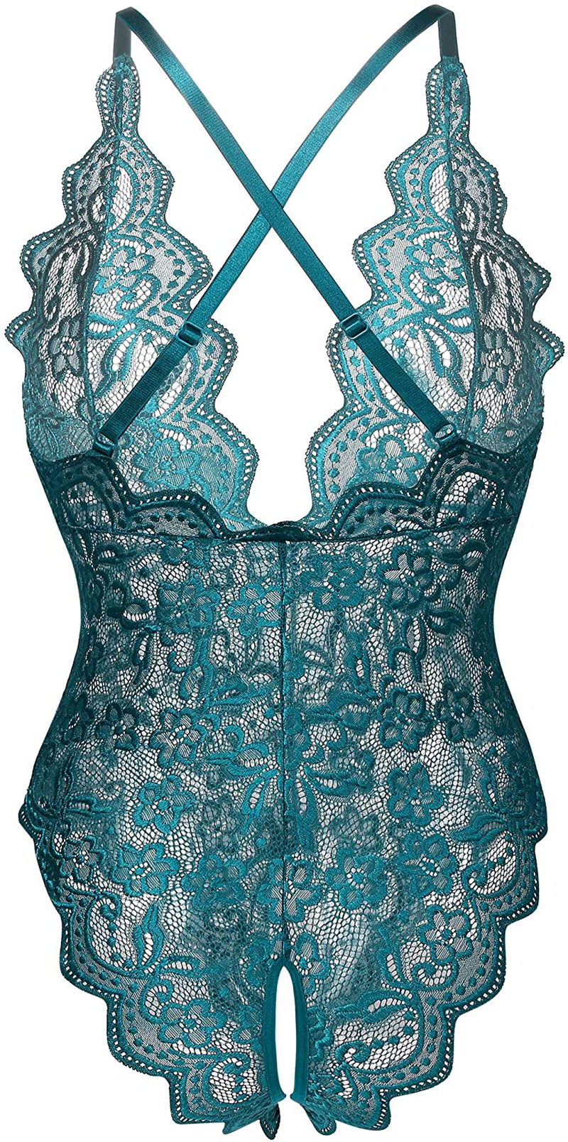 Donnalla Women's One Piece Teddy Plunging Lace Bodysuit Elegant Honeymoon Lingerie Apparel & Accessories > Clothing > Underwear & Socks > Lingerie Donnalla