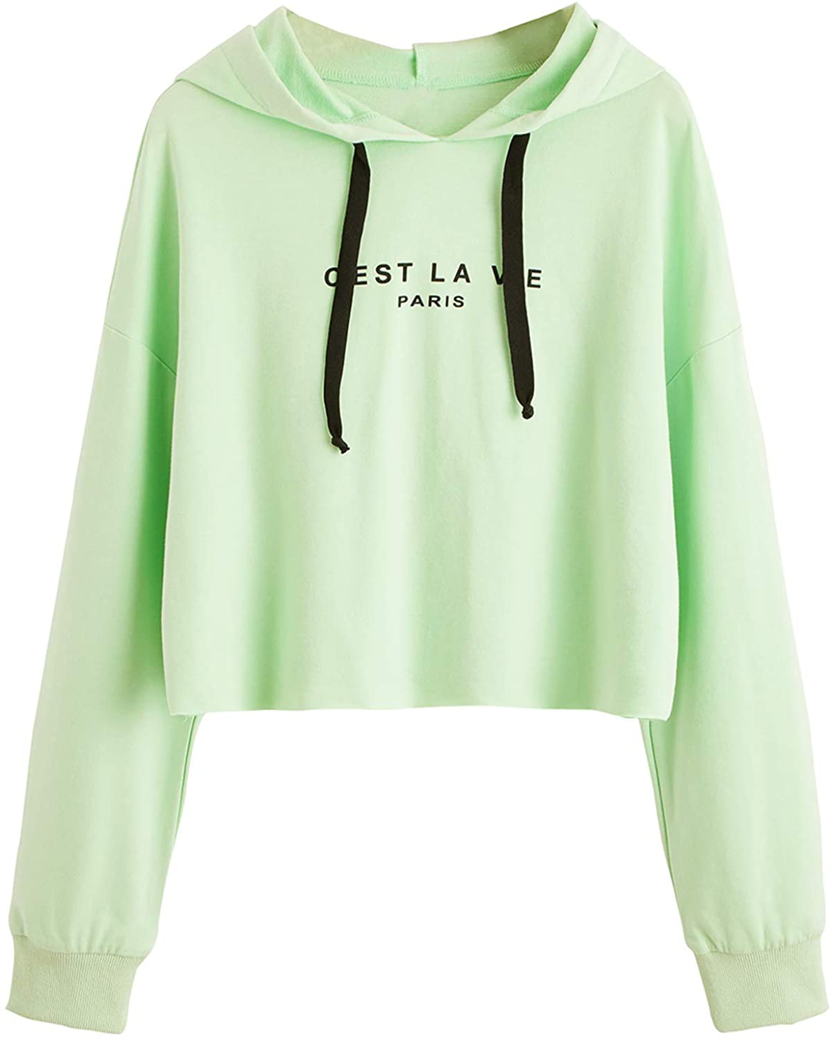 Sweatyrocks Women'S Letter Print Casual Long Sleeve Crop Top Sweatshirt Hoodies Apparel & Accessories > Clothing > Activewear Kylie Max
