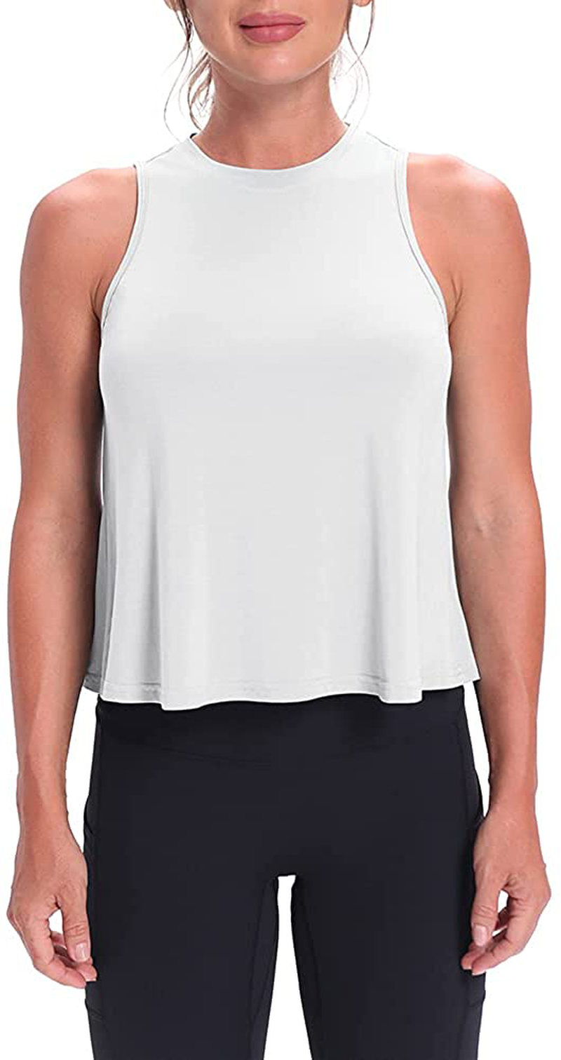 Mippo Crop Tops for Women Womens Workout Tops Flowy Cropped Tank Tops Athletic Shirts Apparel & Accessories > Clothing > Activewear Kylie Max