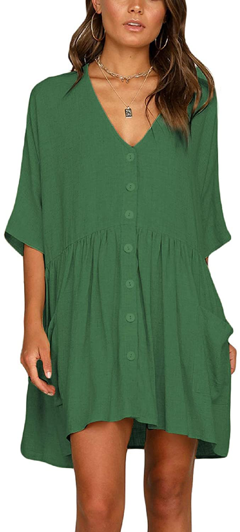 Wander Agio Beach Swimsuit for Women Sleeve Coverups Bikini Cover up Shirt Button Pocket down Skirt Apparel & Accessories > Clothing > Swimwear Kylie Max