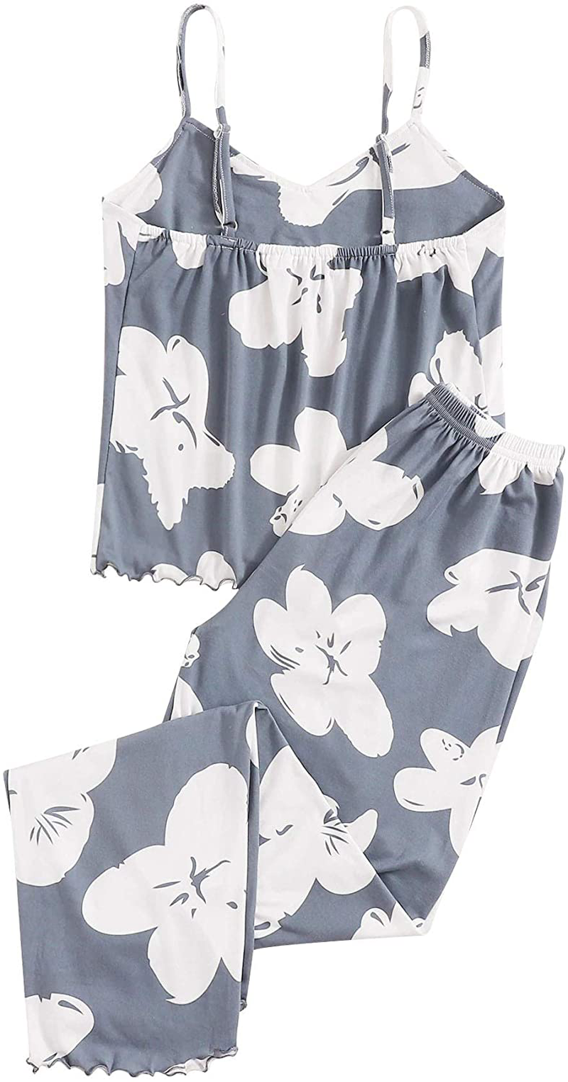 Floerns Women'S Tropical Print Cami with Pants Sleepwear Two Piece Pajama Set Apparel & Accessories > Clothing > Sleepwear & Loungewear Kylie Max
