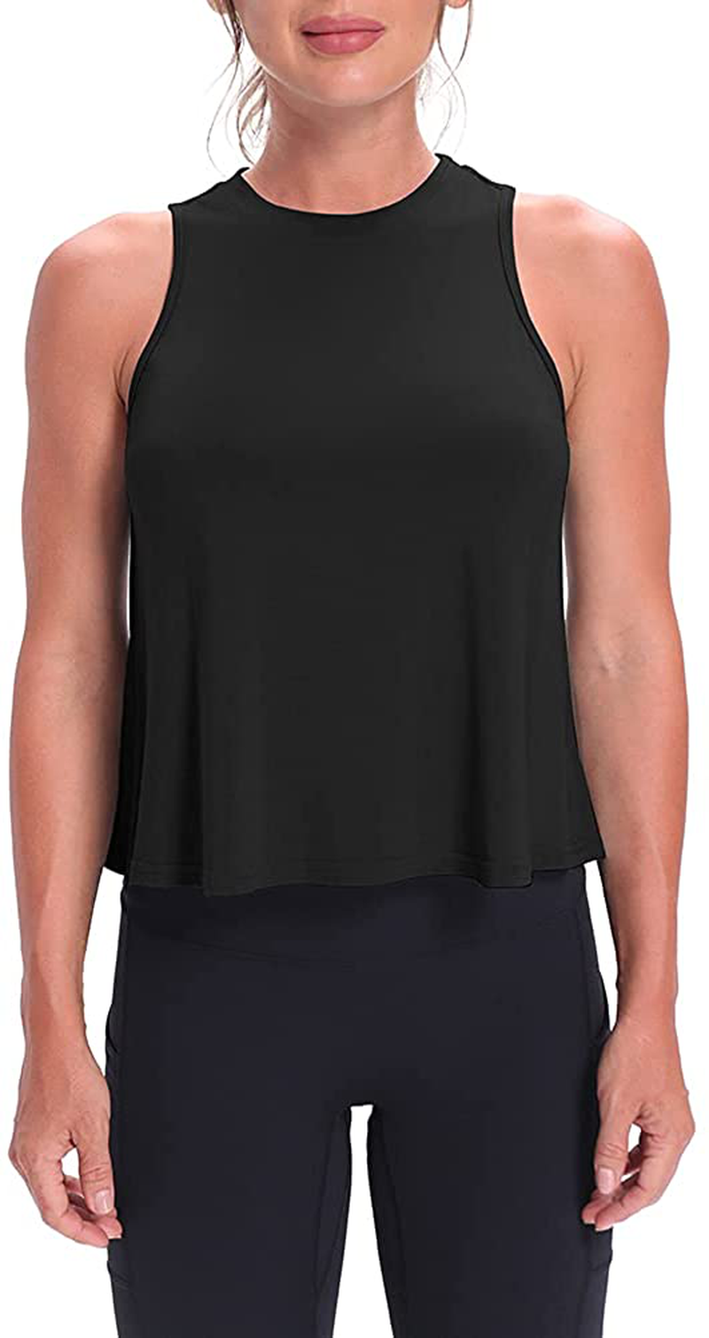 Mippo Crop Tops for Women Womens Workout Tops Flowy Cropped Tank Tops Athletic Shirts Apparel & Accessories > Clothing > Activewear Kylie Max