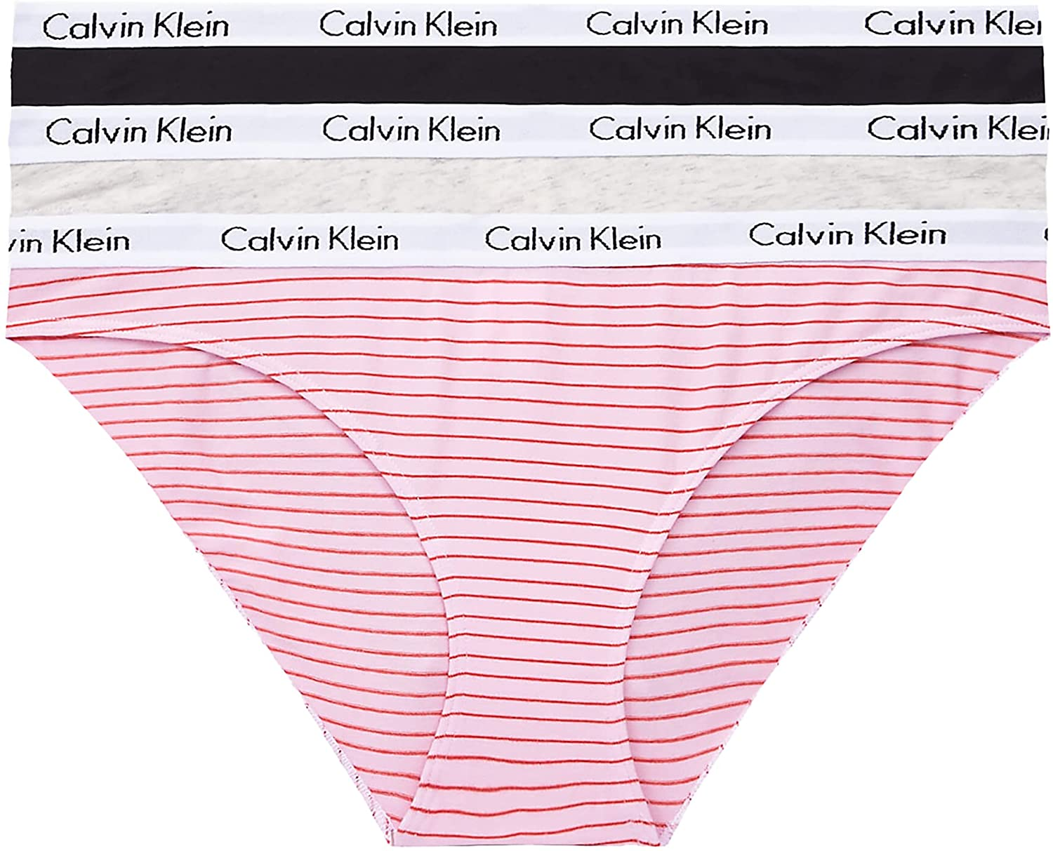 Calvin Klein Women'S Carousel Logo Cotton Bikini Panty Apparel & Accessories > Clothing > Underwear & Socks > Underwear Calvin Klein Feeder Stripe_pale Orchid/Snow Heather/Black 3 X-Small