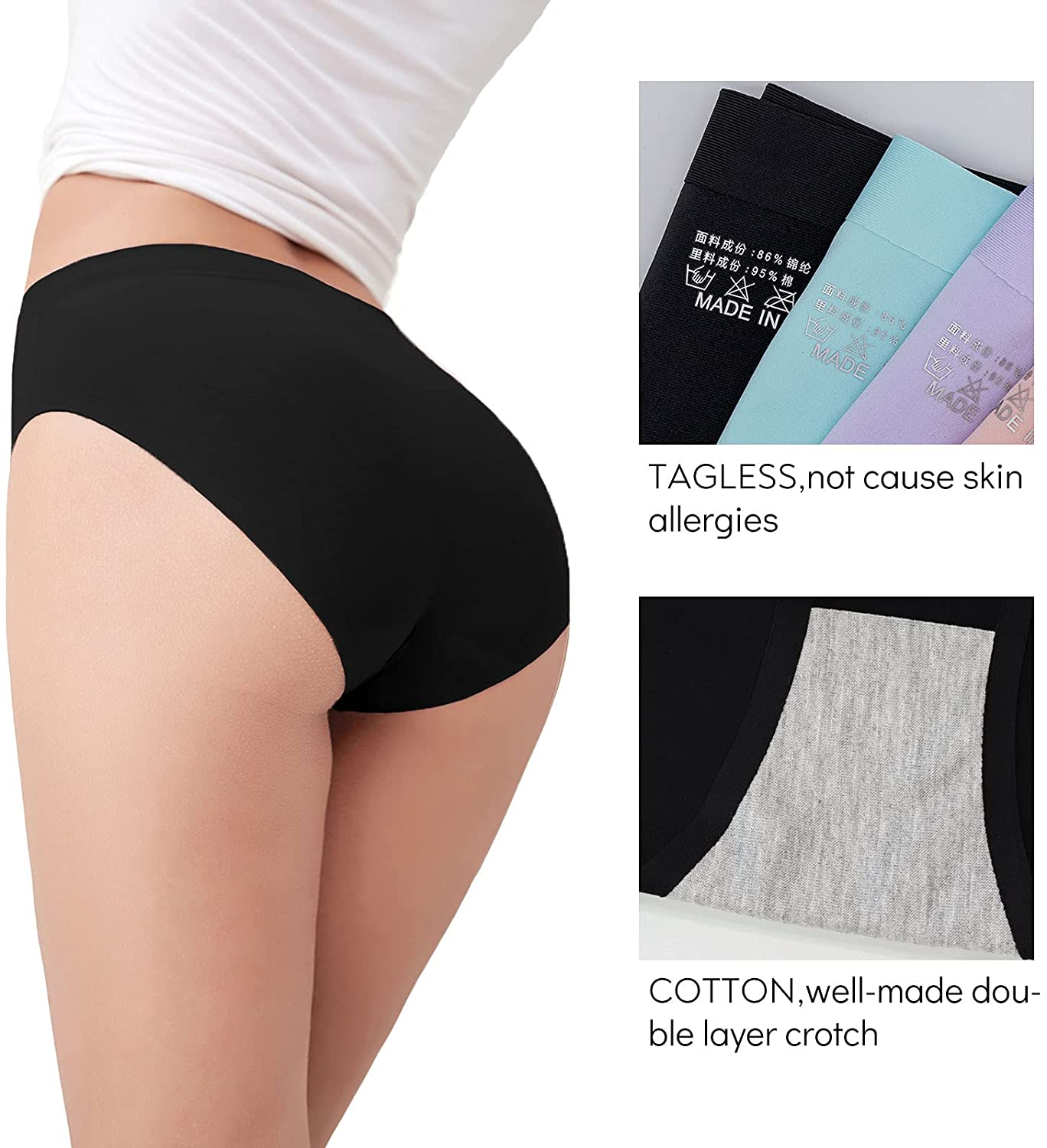 Fallsweet No Show Underwear for Women Seamless High Cut Briefs Mid-Waist Soft No Panty Lines,Pack of 5 Apparel & Accessories > Clothing > Underwear & Socks > Underwear FallSweet