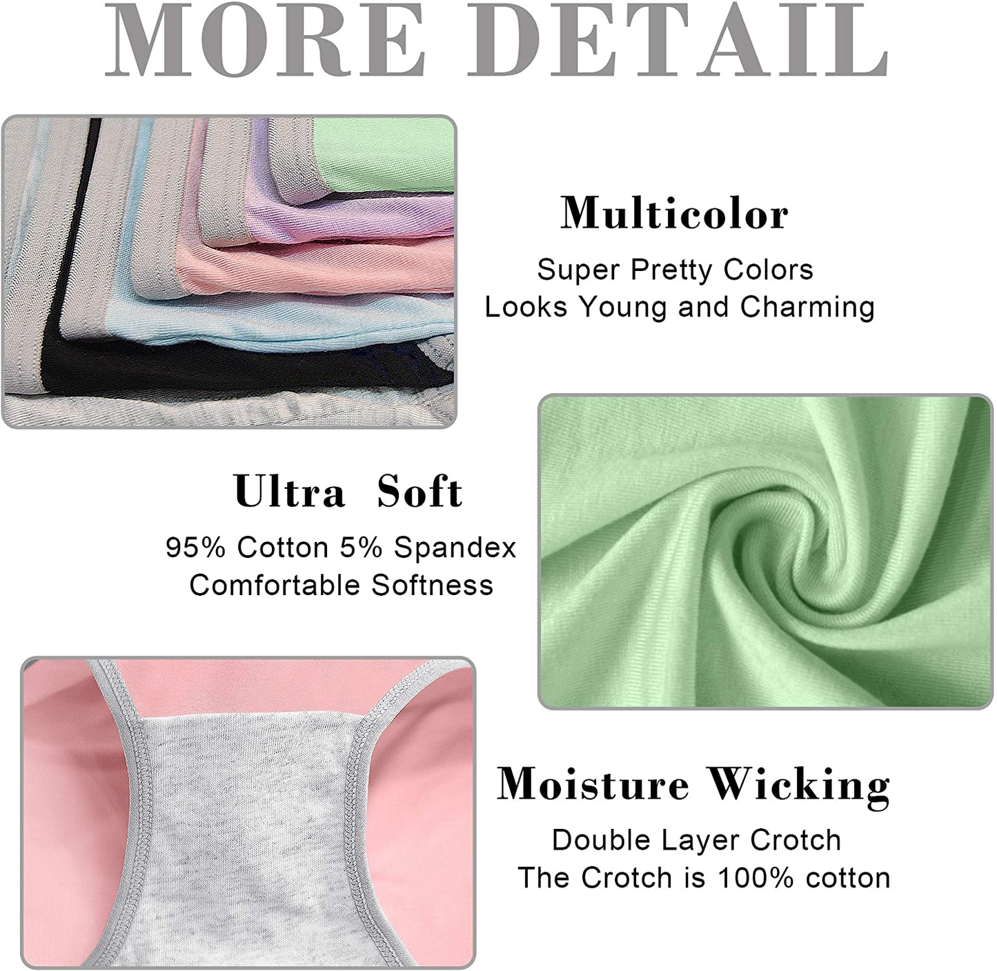 Cotton Full Coverage Underwear Womens Panties No Ride up Hipster Soft Breathable Stretch Bikini Ladies Briefs 6 Pack Apparel & Accessories > Clothing > Underwear & Socks > Underwear DUKAWA