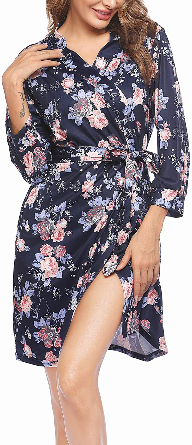 Hotouch Womens Robe Lightweight Kimono Robes Short Knit Bathrobe Soft Sleepwear Ladies Loungewear S-XXL Apparel & Accessories > Clothing > Sleepwear & Loungewear > Robes Hotouch