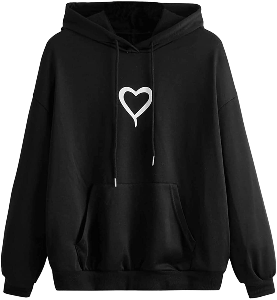 Sweatyrocks Women'S Casual Heart Print Long Sleeve Pullover Hoodie Sweatshirt Tops Apparel & Accessories > Clothing > Activewear Kylie Max