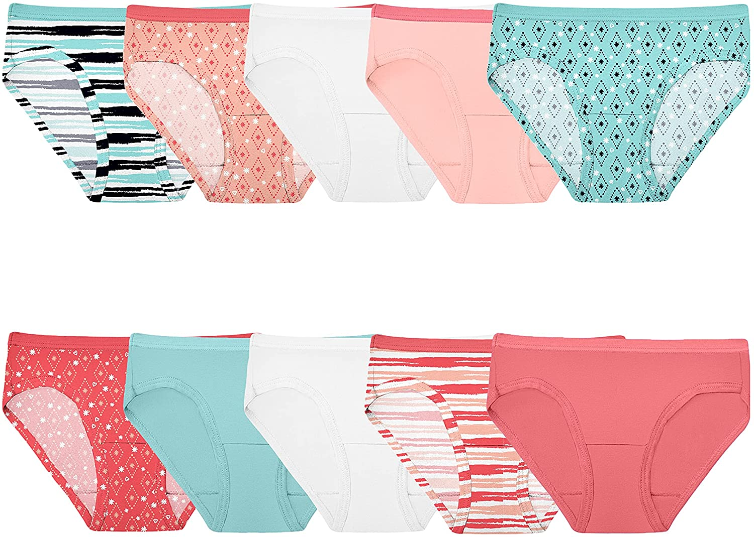 Fruit of the Loom Girls' Cotton Hipster Underwear Apparel & Accessories > Clothing > Underwear & Socks > Underwear Fruit of the Loom 10 Pack - Fashion Assorted 10