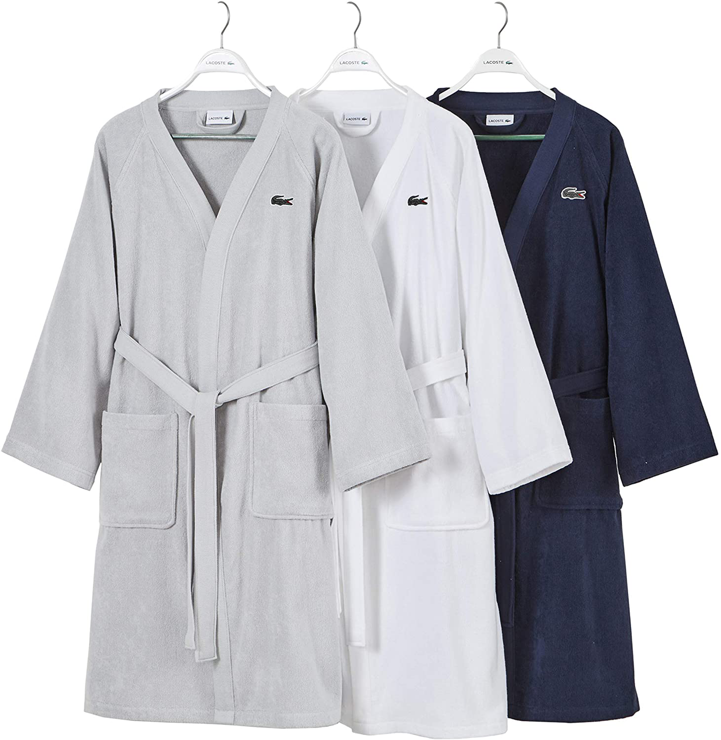 Lacoste Classic Pique 100% Cotton Bath Robe, 41.5"L, Black Iris Apparel & Accessories > Clothing > Sleepwear & Loungewear > Robes Kylie Max