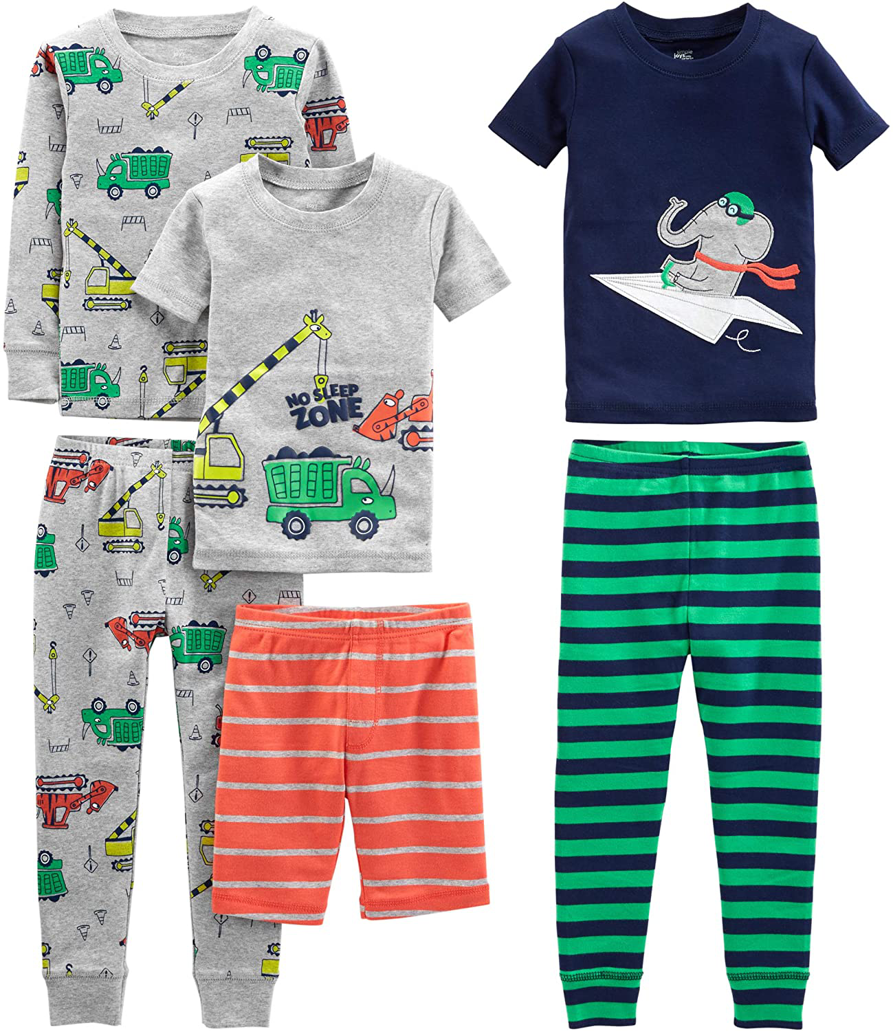 Simple Joys by Carter'S Babies, Toddlers and Boys' 6-Piece Snug Fit Cotton Pajama Set Apparel & Accessories > Clothing > Sleepwear & Loungewear > Pajamas Kylie Max