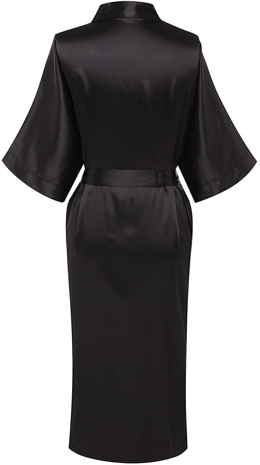 Goodmansam Women'S Plain Color Satin Kimono Robes Elegant Style Nightgown,Long Apparel & Accessories > Clothing > Sleepwear & Loungewear > Robes KYLIE MAX