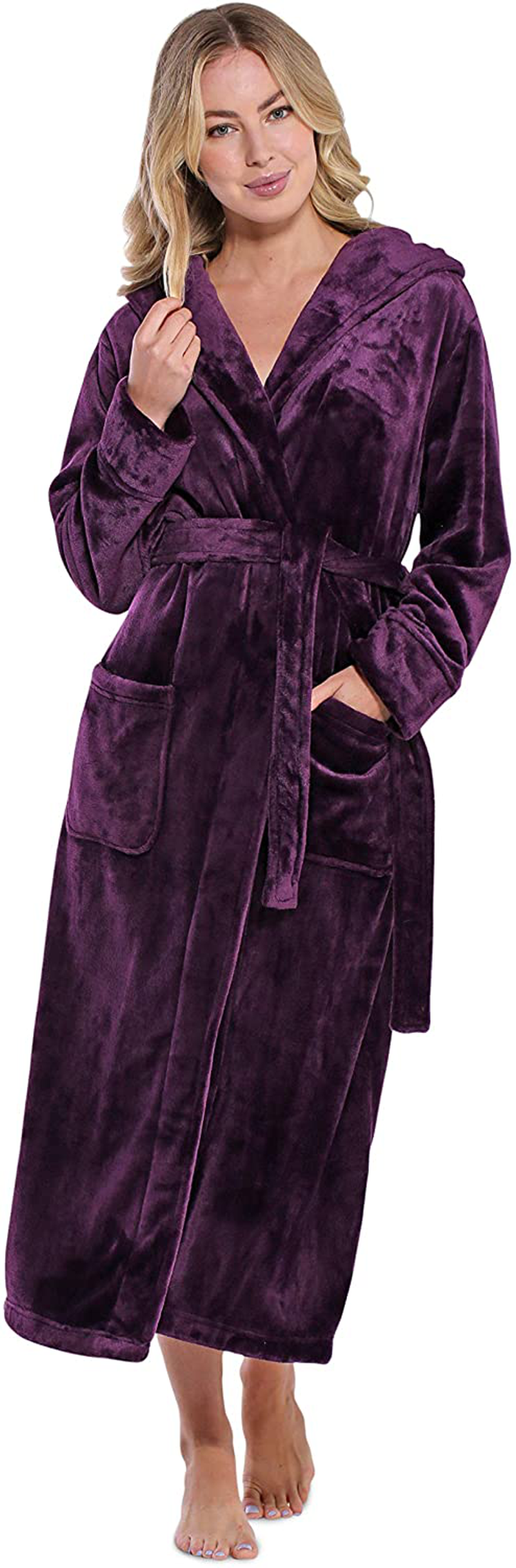 Plush Robes for Women, Soft Warm Fleece Bathrobe for Women, Long Comfy Women'S Robe Apparel & Accessories > Clothing > Sleepwear & Loungewear > Robes Kylie Max