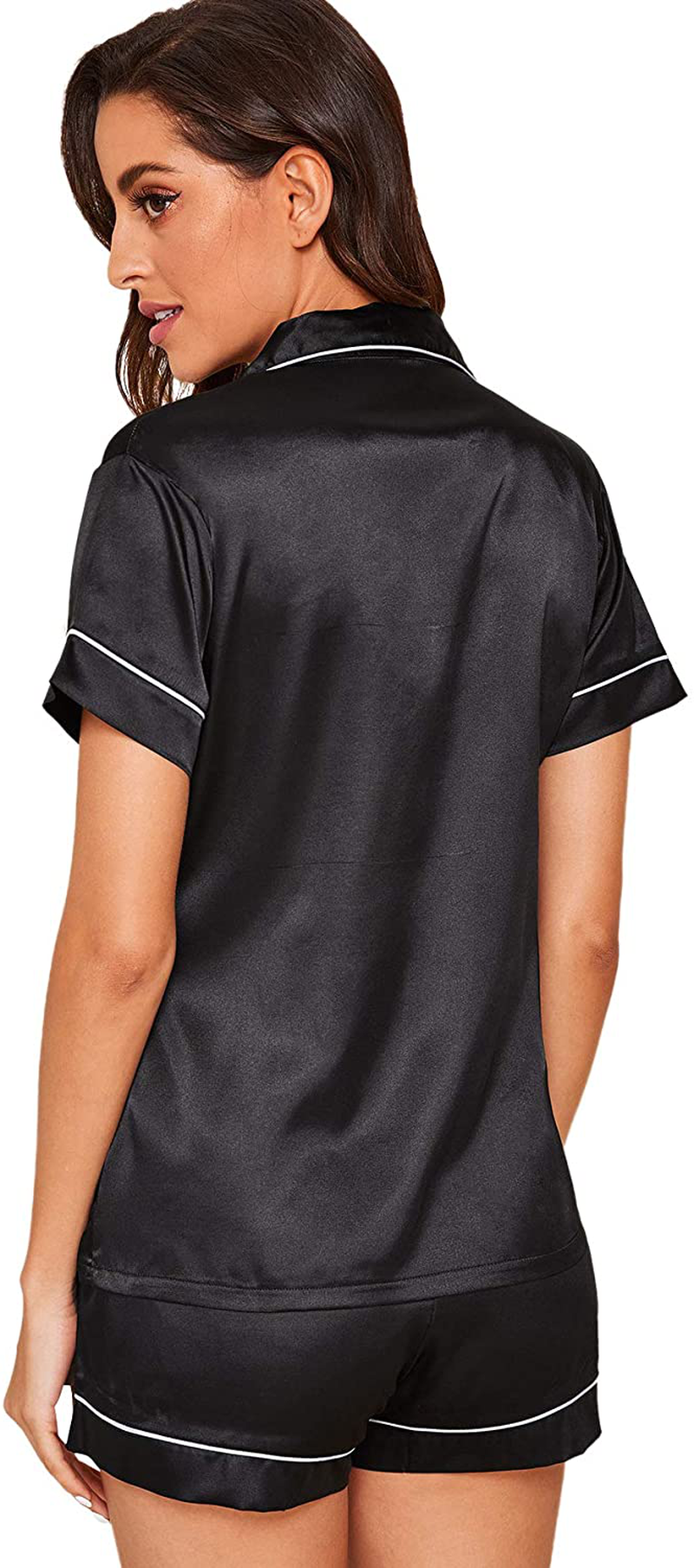 SweatyRocks Women's Short Sleeve Sleepwear Button Down Satin 2 Piece Pajama Set Apparel & Accessories > Clothing > Sleepwear & Loungewear > Pajamas SweatyRocks