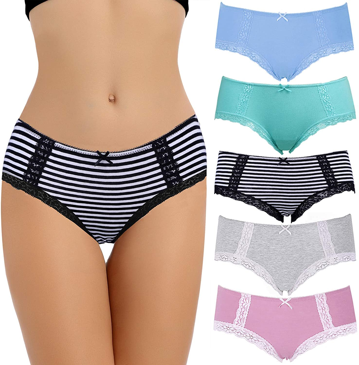 LYYTHAVON Women’S Underwear Breathable Cotton Brief Ladies Panties  LYYTHAVON Multicolored 9,5 Pack Medium